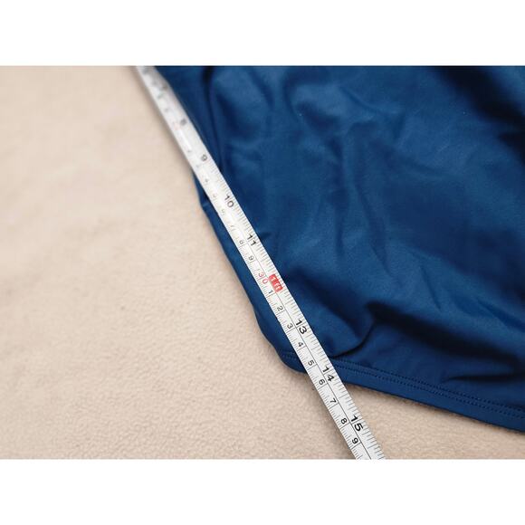 NEW Sz 18 Shade & Shore Teal Blue Braided Shoulder Ruched One Piece Swimsuit - Picture 9 of 12